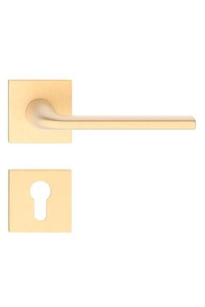THG Bella Q Satin Gold Door Handles with Lock Rosette
