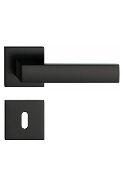 THG Cube slim black matte door handles with key rosette