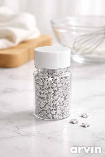 hediyehobihersey Minik Yıldız Gümüş Sprinkles Şekerleme 10 gr