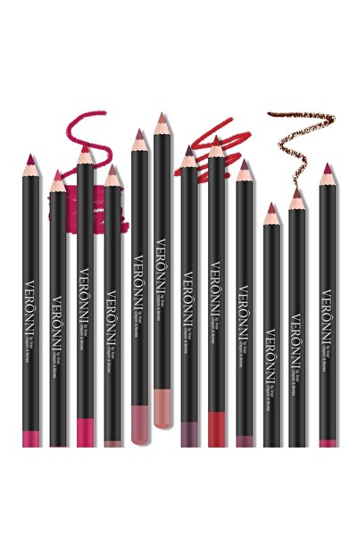 SELA Set de 12 creioane de buze mate de lungă durată