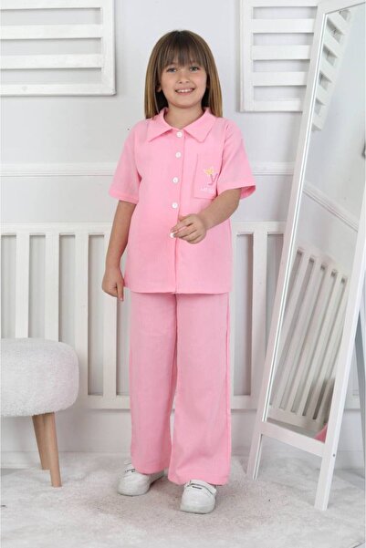 Erzani Kids Κοριτσίστικο πουκάμισο, παντελόνι, καλοκαιρινό σετ 3 τεμαχίων