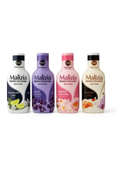 Malizia Promo Pack 4 X Bath Foam Bergamot, Iris, Lotus Flowers and Orchid 1L