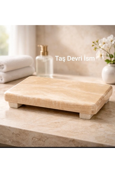 Taş Devri İSM Natural Onyx Marble 10*20 cm Marble Presentation Plate.