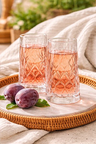 Maloria Leafy Kafes İthal Kristal Büyük Meşrubat Bardağı | 520cc - 2 Adet
