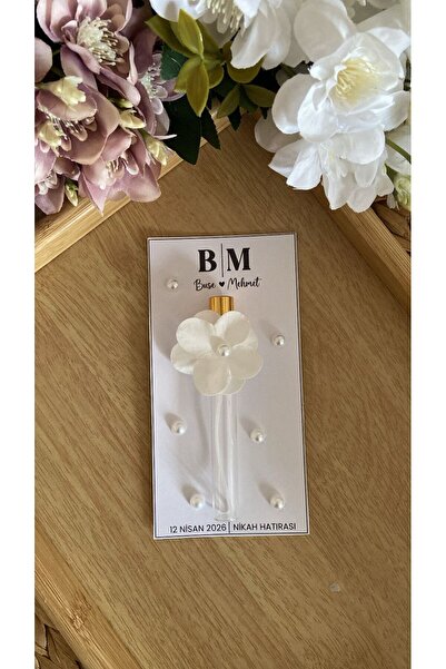 Hedibu Fısfıs Parfüm Şişe İnci Süslemeli 20 Adet Nikah Hediyelik