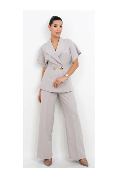 Dorne Moda Özel Koleksiyon Düğme Detaylı Geniş Paça Takım - Düğün - Mezuniyet...