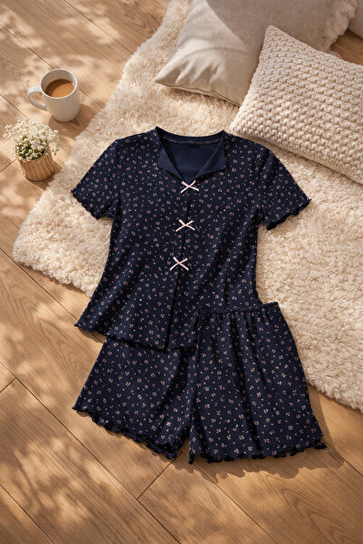 koza iç giyim Set de pantaloni scurți cu mânecă scurtă pentru femei, cu impri...