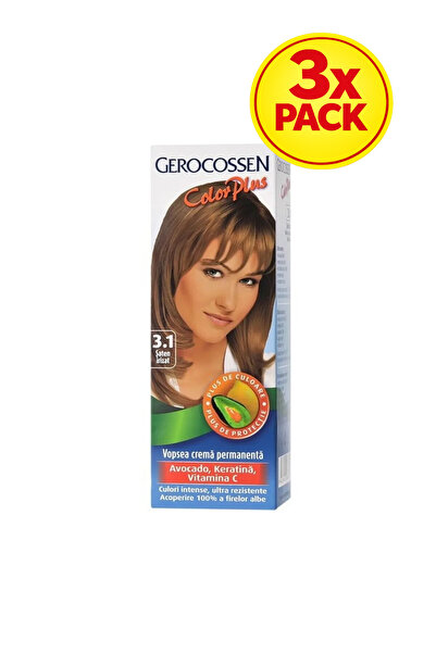 GEROCOSSEN 3x PACK Color Plus Hair Dye, 3.1, Iridescent Brown