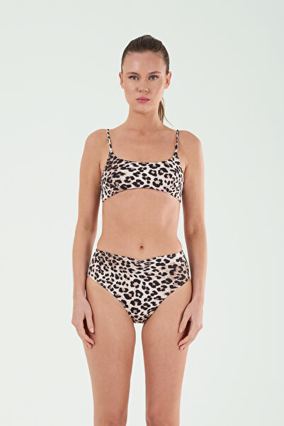 Louren Women's Black Leopard Printed Piece Thin Covered Fixed Strap S Straple...