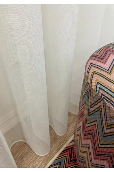 Brillant Ecru Color Folded Linen Dense Pleated Tulle Curtain Heavy Weighted D...