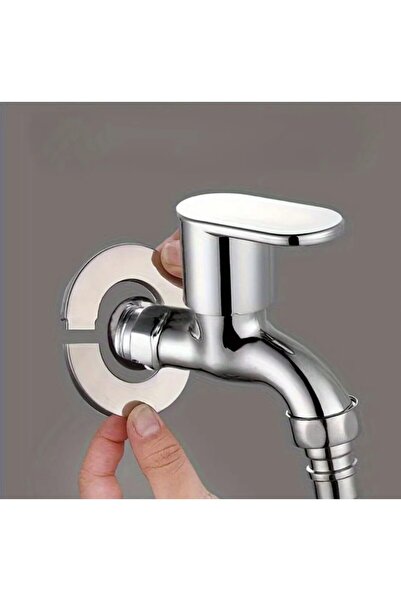 KURBE 7x3.5x2CM Paslanmaz Çelik Kendinden Yapışkanlı, Hortum Rozeti Musluk Ay...