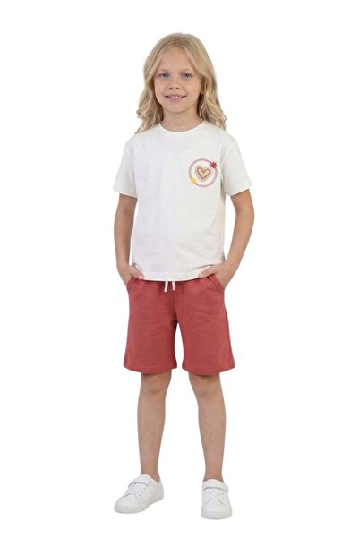 ERDEM KIDS Girl's Heart Printed Two-Thread P Cotton U Bottom Top Double Set