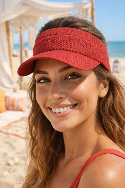 MARBERRY Bordo Stretch Fabric Tenisci Visor Women's Hat