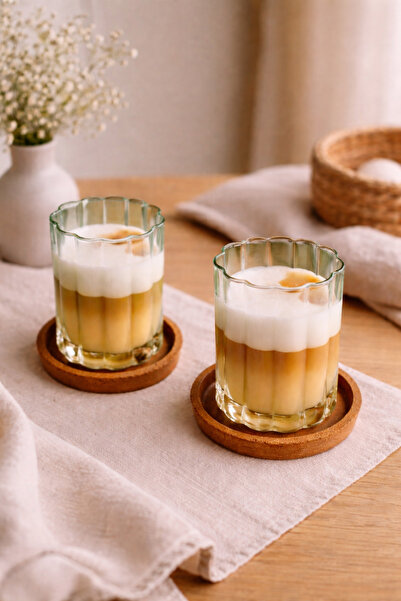 Maloria Çift Renk Çiçek Model Borosilikat Cam Kahve, Meşrubat Bardağı | 6'lı ...