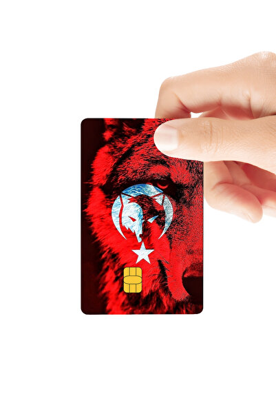 Huggy Craft Bozkurt Türk Kırmızı Renk Parlak Kredi/Banka Kart Kaplama Sticker
