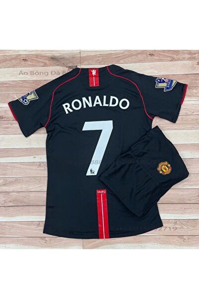 nesne giyim 2008 Sezon Retro ronaldo Siyah Futbol Çocuk forması 2'Li Set Form...