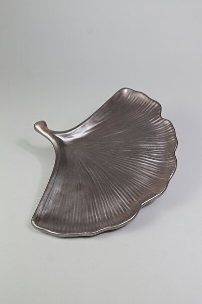 Lusora Design طبق زخرفي معدني على شكل أوراق الجنكو |   حامل شموع، طبق مجوهرات...