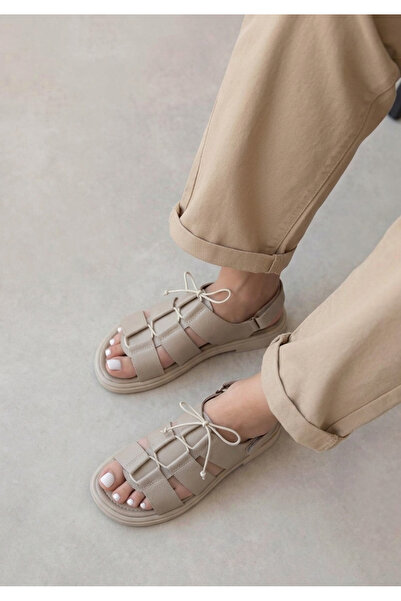 HVZ Exclusive Bej pentru femei sandale Gold cu cataramă Bodrum Style sandale ...