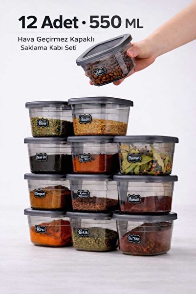 EBA HOME 12-Piece Food Storage Set with Label and Leak-Proof Lid - 550ML - La...