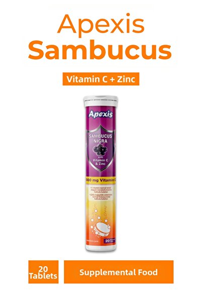 Apexis Sambucus Nigra Vitamin C Zinc Effervescent Tablets 20 Tablets 1000 Mg