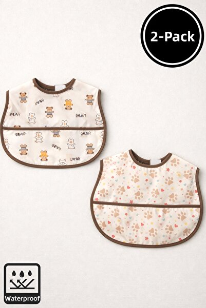 Miniel Unisex Baby Printed Sleeveless Pocket Detail Velcro Liquid-Proof 2-Pie...