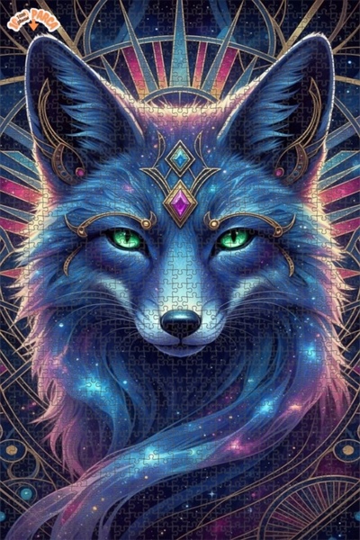 Esranın Dünyası Galactic Fox Art Double-Layer Framed Wooden Puzzle 1000 Piece...