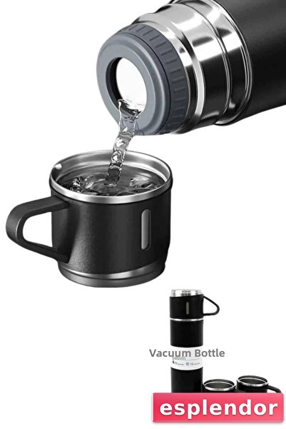 esplendor Thermos Stainless Steel Thermos Black Color 3-Cup Thermos Set