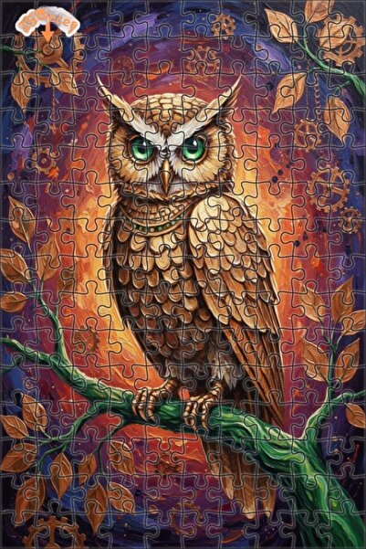 Esranın Dünyası Steampunk Art of the Mysterious Owl Double-Layer Framed Woode...