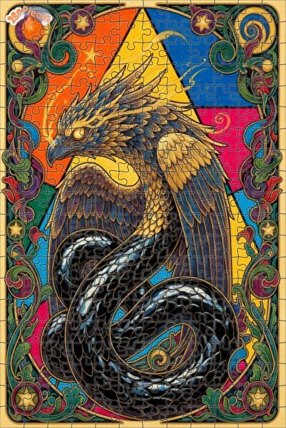 Esranın Dünyası Magical Snake Eagle Art Double-Layer Framed Wooden Puzzle 250...