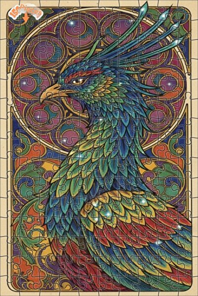 Esranın Dünyası Gorgeous Emerald Phoenix Oil Painting Look Double Layer Frame...