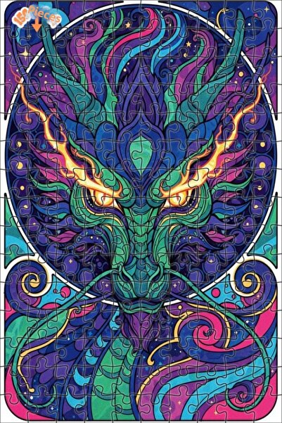 Esranın Dünyası Dragon Fire Patterned Double-Layer Framed Wooden Puzzle 150 P...