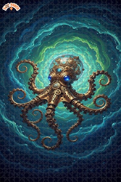 Esranın Dünyası Mechanical Sea Monster Oil Painting Lookalike Double-Layer Fr...