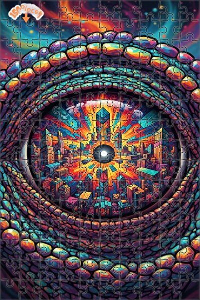 Esranın Dünyası Cosmic Eye City Oil Painting Lookalike Modern Art Double-Laye...