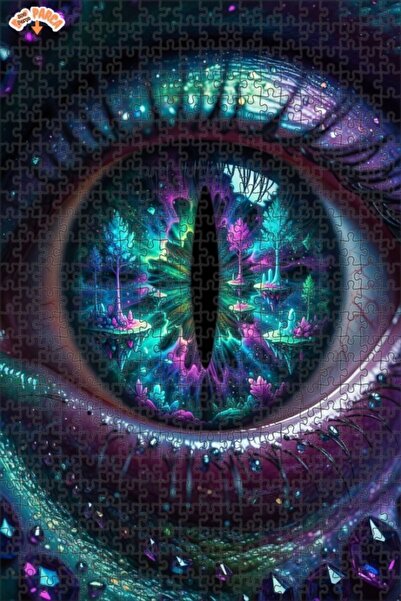 Esranın Dünyası Galaxy Eye Oil Painting Lookalike Art Double-Layer Framed Woo...