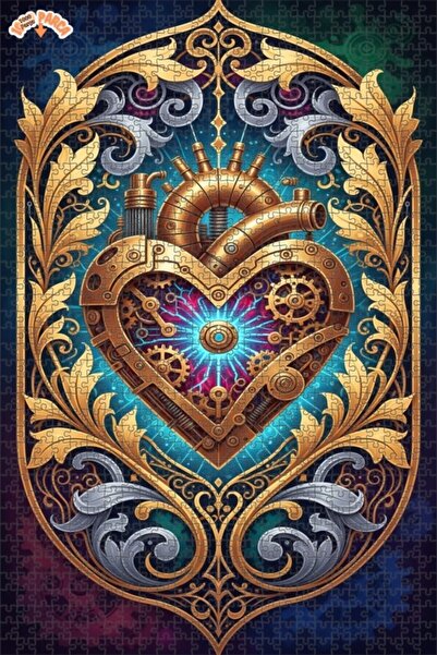 Esranın Dünyası Double-Layer Framed Steampunk Heart Wooden Puzzle 1000 Pieces...