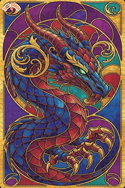 Esranın Dünyası Magical Dragon Glass Art Look Wood Puzzle 1000 Pieces 70X50