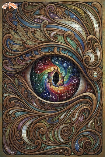 Esranın Dünyası Cosmic Eye Oil Painting Lookalike Patterned Double-Layer Fram...