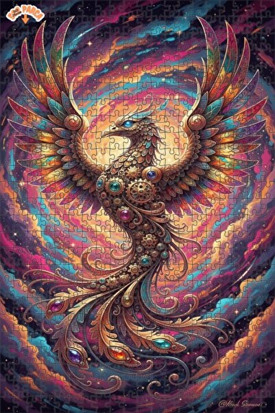 Esranın Dünyası Fantastic Mech Phoenix Oil Painting Lookalike Double-Layer Fr...