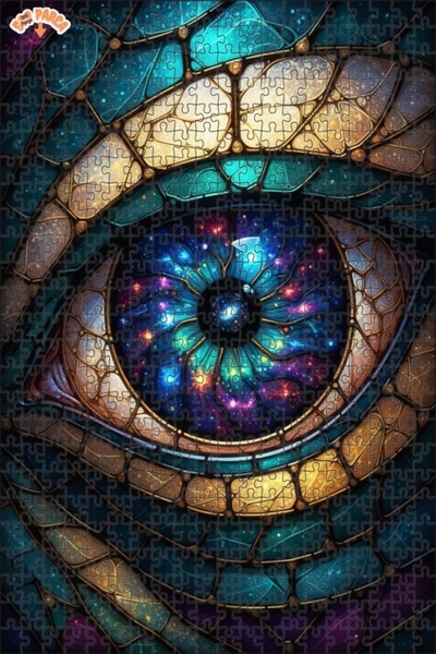 Esranın Dünyası Eye of the Universe Stained Glass Look Wooden Puzzle Double-L...