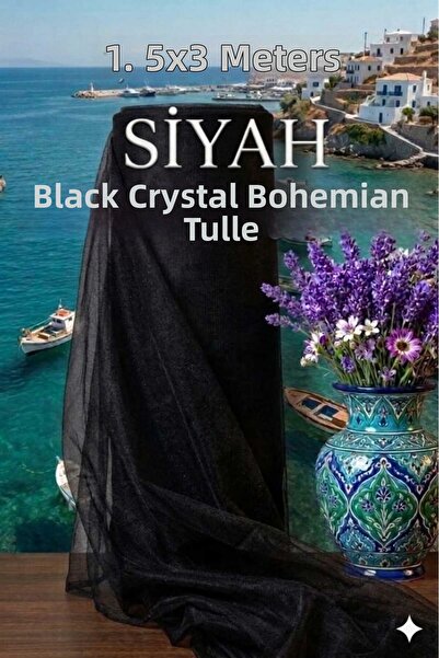 Velvet Multi-Purpose Crystal Tulle (Bohça Tulle) 1.5X3 Meters - Black
