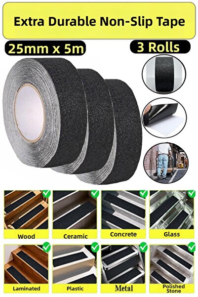 Artlantis Bandă antiderapantă pentru scări 25mm 3 bucăți 5 metri Bandă antide...