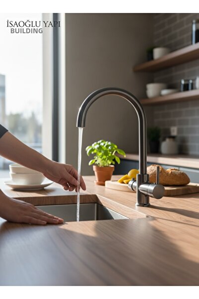 İSAOĞLU YAPI صنبور مطبخ من أنثراسايت، مناسب لأجهزة التنقية، تصميم عصري باللون...