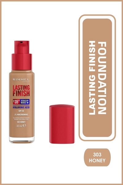 Rimmel كريم أساس Lasting Finish 35 Hour من ريميل لندن، لون 303 Honey، تغطية ك...