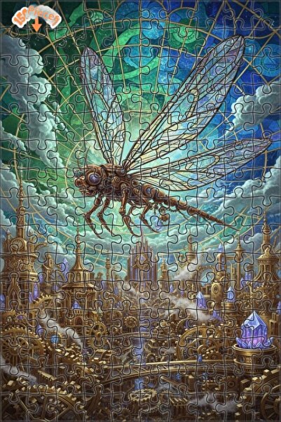 Esranın Dünyası Mechanical Fly City Double-Layer Framed Wooden Puzzle 150 Pie...