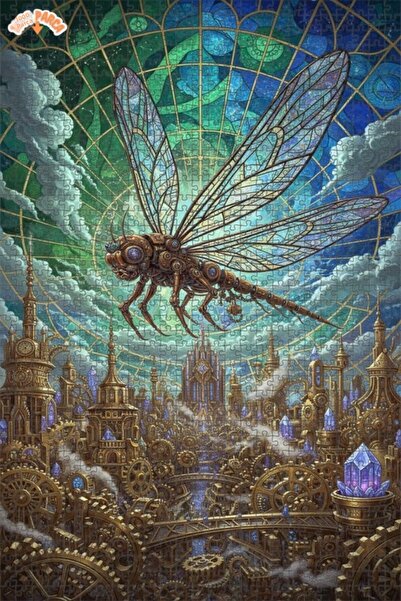 Esranın Dünyası Mechanical Fly City Double-Layer Framed Wooden Puzzle 1000 Pi...