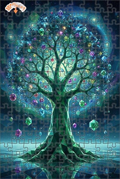 Esranın Dünyası Crystal Tree of the Universe Oil Painting Look Modern Double-...