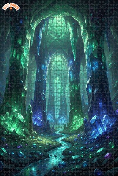 Esranın Dünyası Mysterious Crystal Cave Oil Painting Look Wooden Puzzle 1000 ...