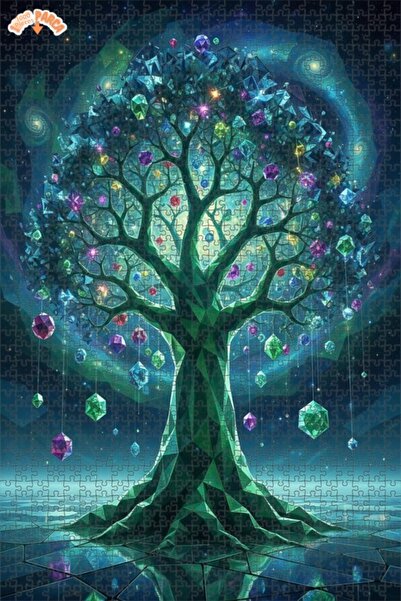 Esranın Dünyası Crystal Tree of the Universe Oil Painting Look Modern Double-...