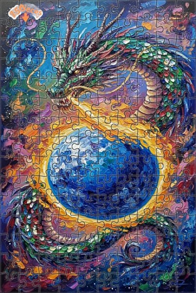 Esranın Dünyası Dragon Fire World Art Double-Layer Framed Wooden Puzzle 150 P...