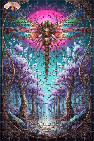 Esranın Dünyası Steampunk Wild Rose Forest Broken Glass Look Wooden Puzzle 15...